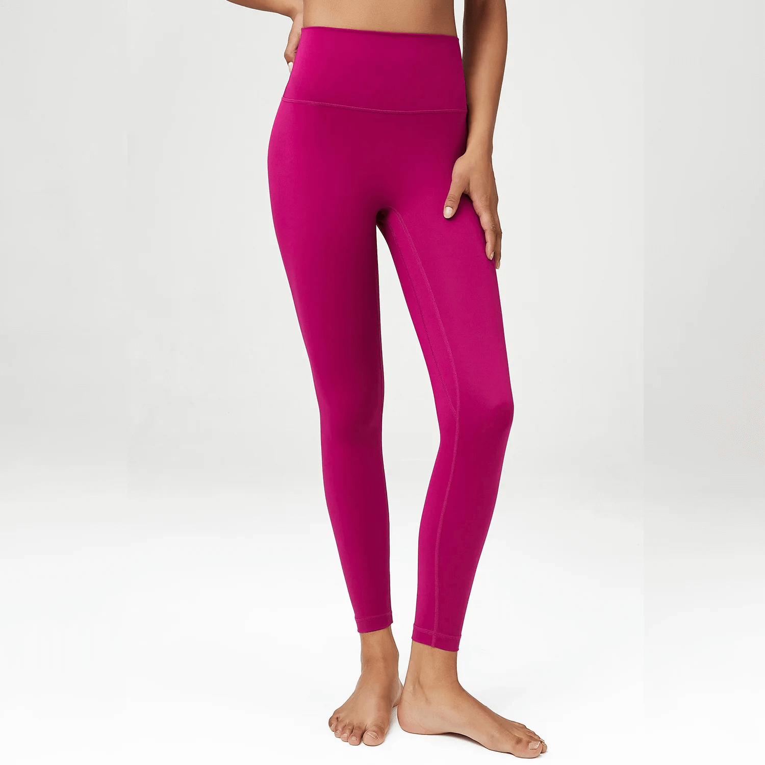 Stylish high-waist pink yoga leggings for women, made of LYCRA and Kam Ammonia, perfect for yoga, gym, running, and casual wear.